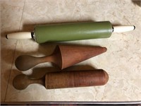 Vintage green rolling pin and more