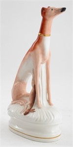 British Staffordshire Greyhound Porcelain Statue