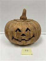 Halloween Jack o Lantern Pottery Candle Holder