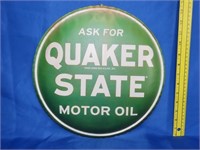 Round Metal Quaker State Motor Oil Sign