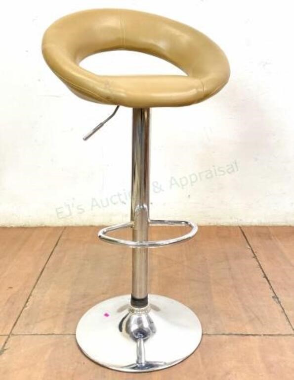 Contemporary Adjustable Leather Swivel Barstool