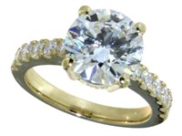 14k Gold 4.32 ct VS2 Round Lab Diamond Ring