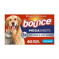 Bounce Dryer Sheets, Pet Hair And Lint Guard, Mega