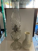 Oil lamp and Lenox vase