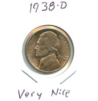 1938-D Jefferson Nickel - Very Nice
