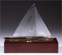 FIGURAL GLASS SAILBOAT, colorless,