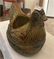 Ceramic/pottery rooster planter. Approx 10" x 10"