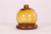 Amber Antique Glass Shooting Ball, Great