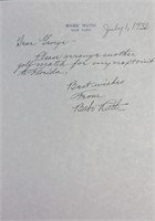 Babe Ruth Signed Personal Letter