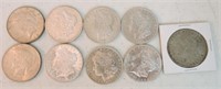 Lot of 7 Morgan and 2 Peace silver dollars