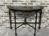 Vintage Black Lacquered Demilune Accent Table