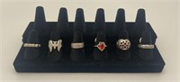 6 Rings - Size 6.5 - Marked 925, Butterfly, Stars