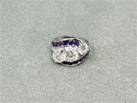 sterling ring w/ quartz & amethyst