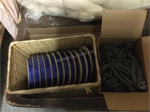 Vintage rolls of ribbon and vintage shoelaces