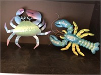 2pcs of metal art crab and lobster