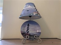 Metal base Nautical theme lamp w/ plate