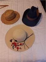 3 hats western and straw