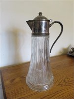 Pressed Glass with Silver Plate Water Carafe/