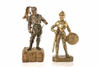 TWO CONTINENTAL BRONZE KNIGHTS