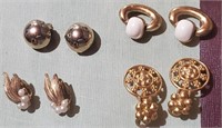 4 pair earrings MONET, TRIFARI gold tone
