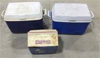 2 Rubbermaid coolers w/ Playmate by Igloo cooler