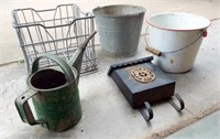 Metal Buckets, Can, Crate, Mailbox (5)
