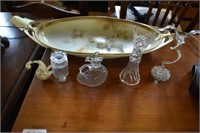 Glass Figurines & Oval Serving Dish As Found