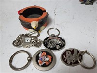 Lot of keychains and ashtray