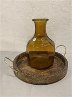 Vidrios San Miguel Glass Vase & Wood Tray