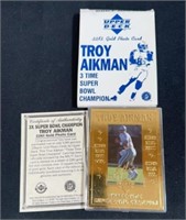 22 karat gold photo card, Troy Aikman upper deck