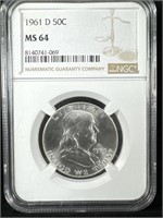 1961 Silver Franklin Half-Dollar MS64 NGC