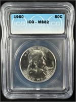 1960 Silver Franklin Half-Dollar MS62