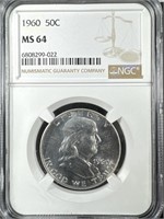 1960 Silver Franklin Half-Dollar MS64 NGC