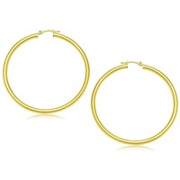 14K Gold Polished Hoop Earrings 50mm