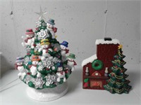 Ceramic Tree and Fireplace Scene