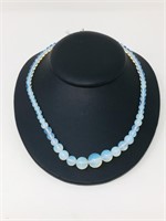 Pale blue transluscent  round bead necklace