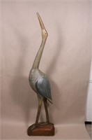 Handcarved and Painted Standing Blue Heron by