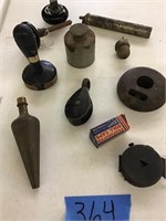 VINTAGE DOOR KNOBS, PLUMB BOB, MISC ITEMS