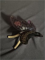 Fenton glass purple butterfly on stand