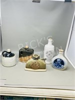 5 assorted pottery & stoneware decanters