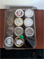 Case of 12 Half-pint mason jars most with lids