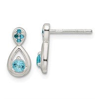 Sterling Silver- Blue Austrian Crystal Earrings
