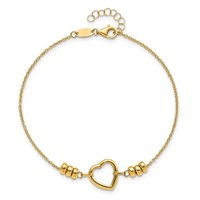 14 Kt- Polished Heart Bead Bracelet