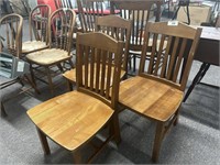 Three Vintage Solid Wood Chairs