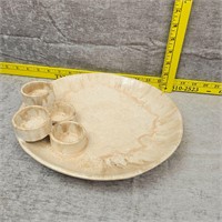 Handcrafted Ceramic Chip And Salsa Plate