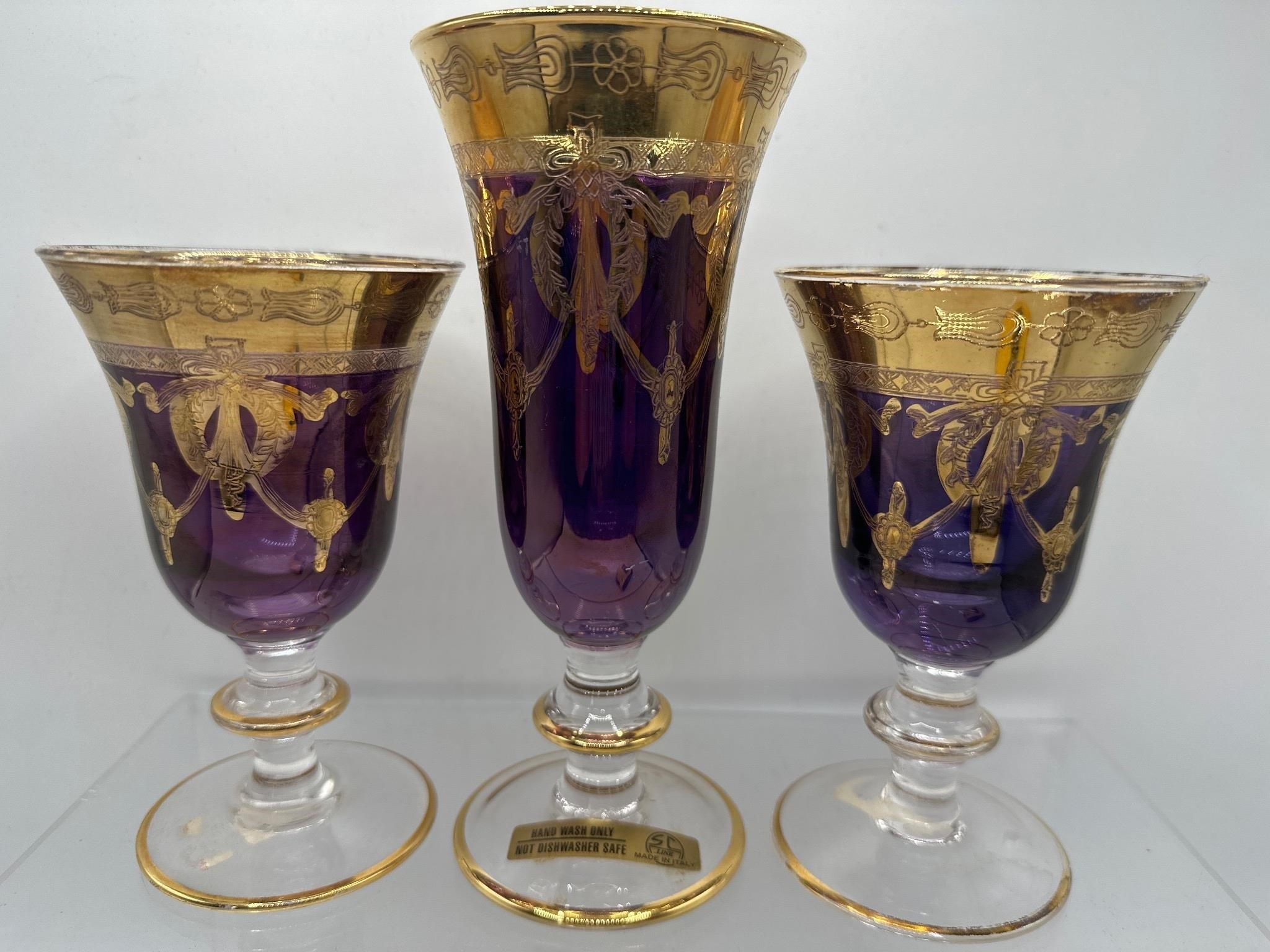 Italy purple gold encrusted Stemware