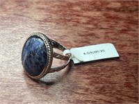 Sterling .925 Silver Dark Blue Turquoise Ring