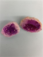 2 Pink Crystal Geode Quartz Gemstone