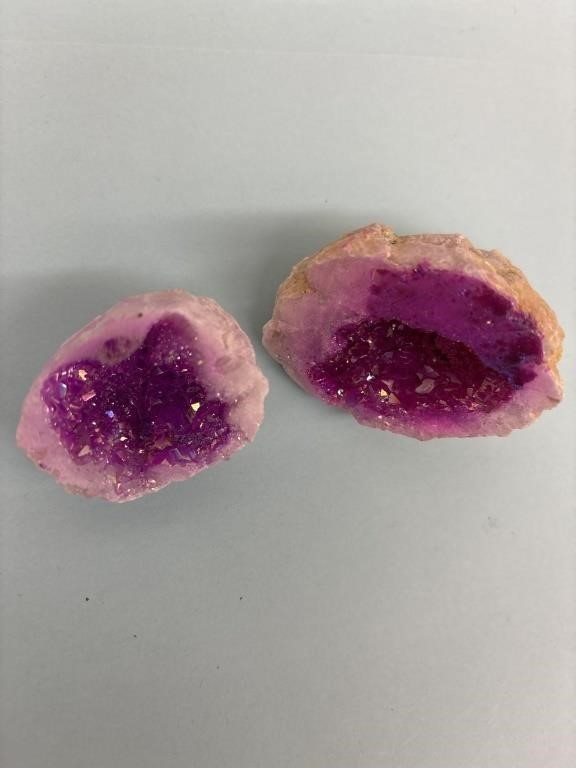 2 Pink Crystal Geode Quartz Gemstone