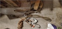 Rope pulley, climbing harness